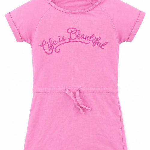 M&Co Girls Pink   Basic T-Shirt Size 6-7 Years  - life is beautiful