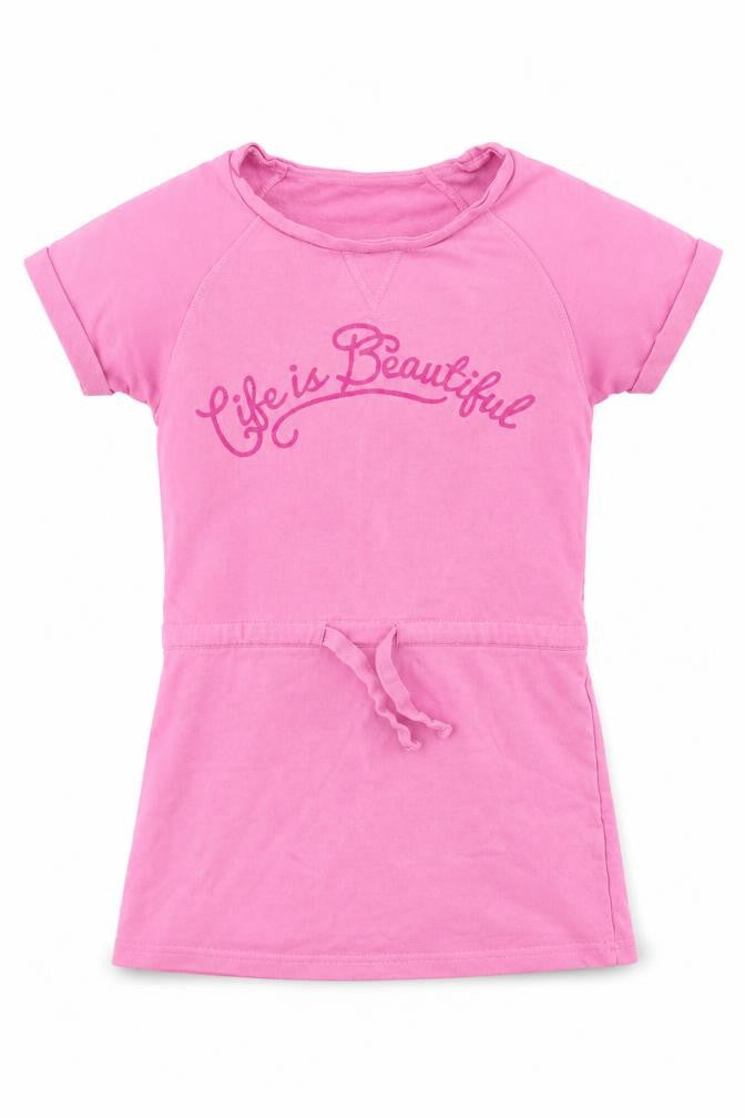 M&Co Girls Pink   Basic T-Shirt Size 6-7 Years  - life is beautiful