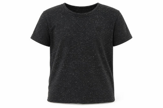 Front view of Next boys’ black spotted jersey basic t-shirt, size 4-5, years