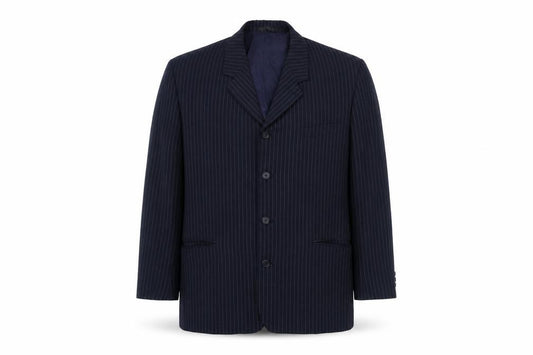 Front view of Woods & Gray men’s blue striped jacket suit jacket, size 40