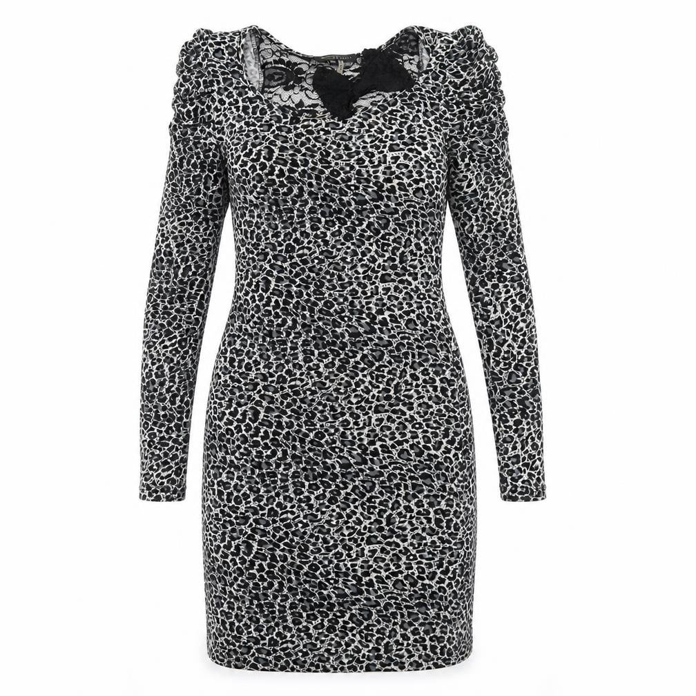 SUR MODA Womens Grey Animal Print  Pencil Dress  Size M