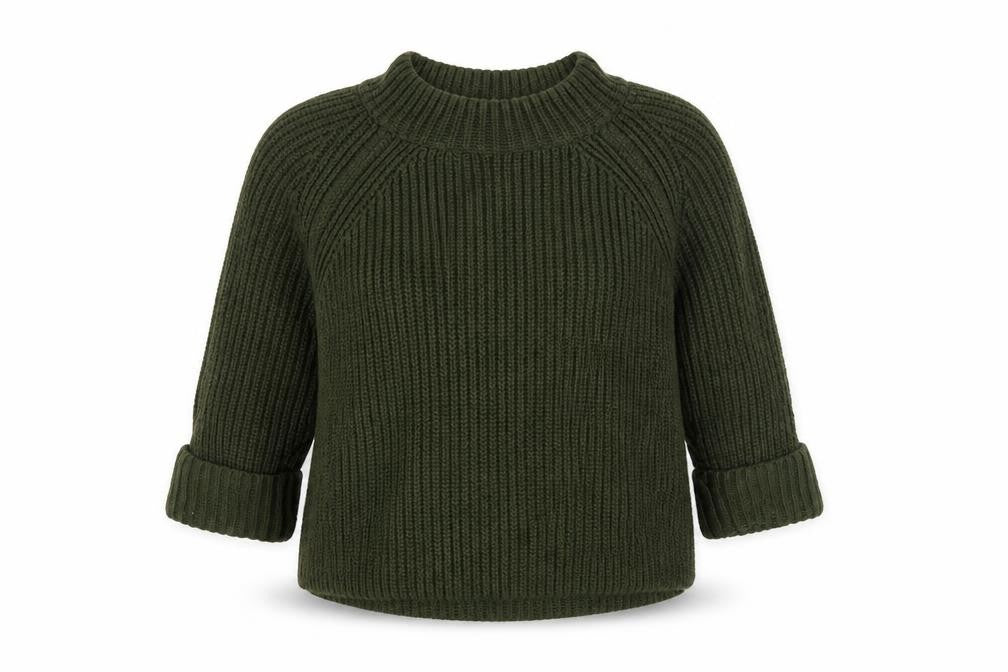 Front view of Topshop women’s green jumper, size UK 6