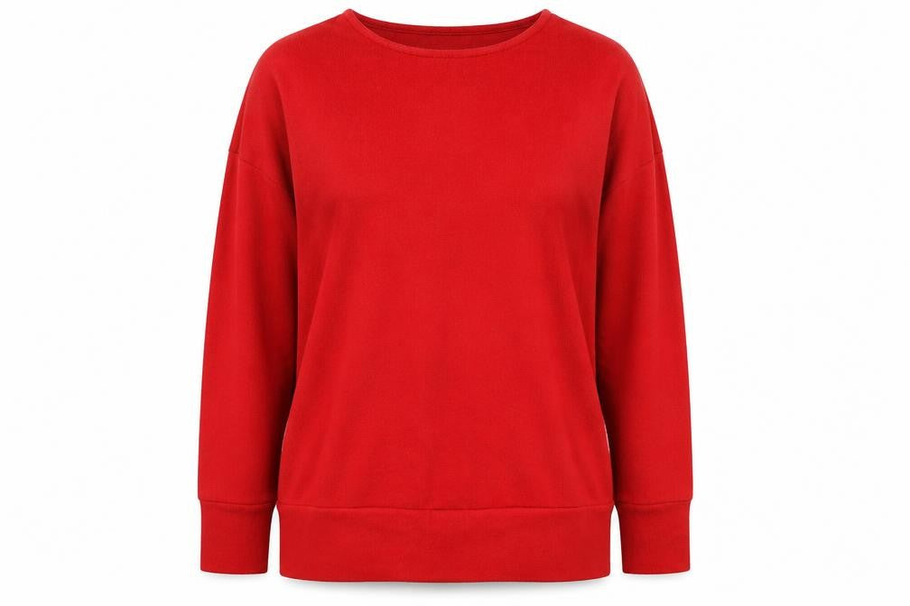 Front view of Dorothy Perkins women’s red jumper, size UK 10