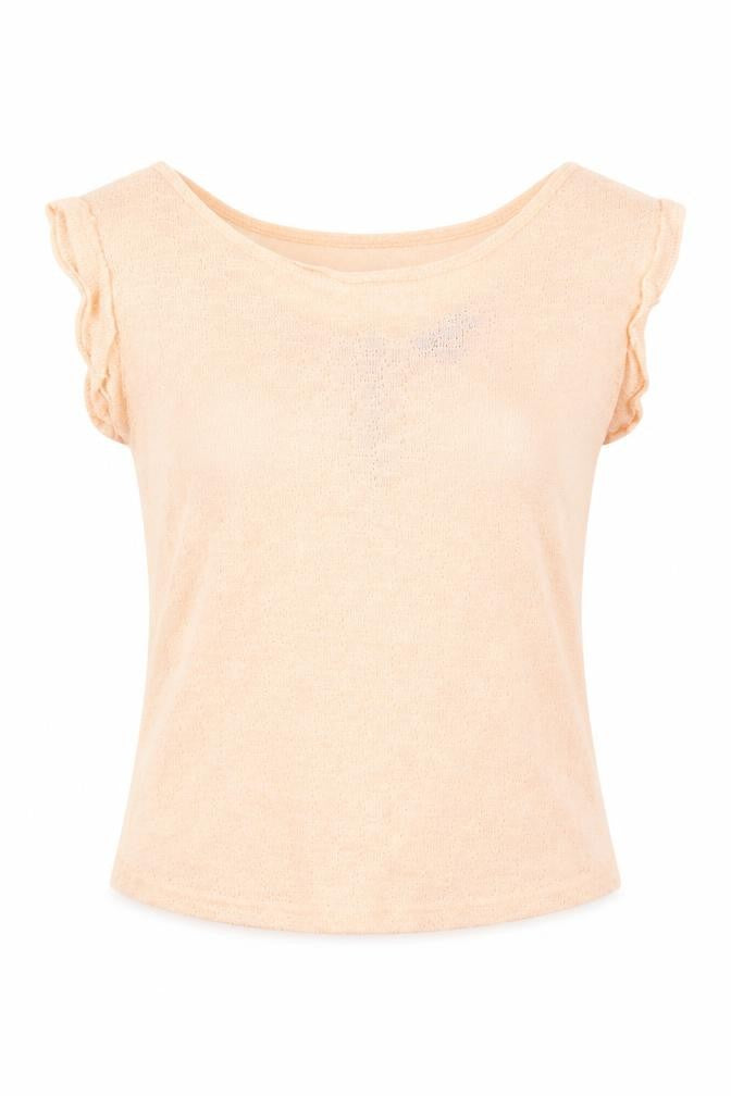 Front view of New Look women’s orange knit basic t-shirt, size UK 10