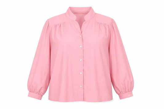 Front view of Gloria Vanderbilt women’s pink basic button-up, size XL