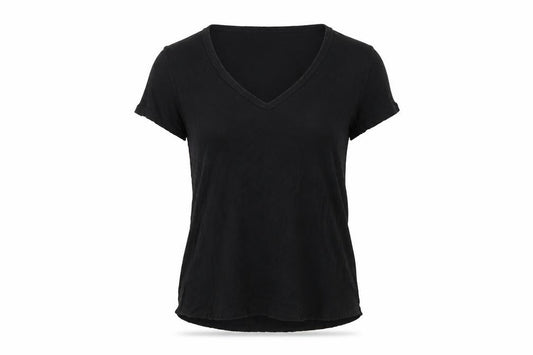 Front view of ASOS women’s black basic t-shirt, size UK 8