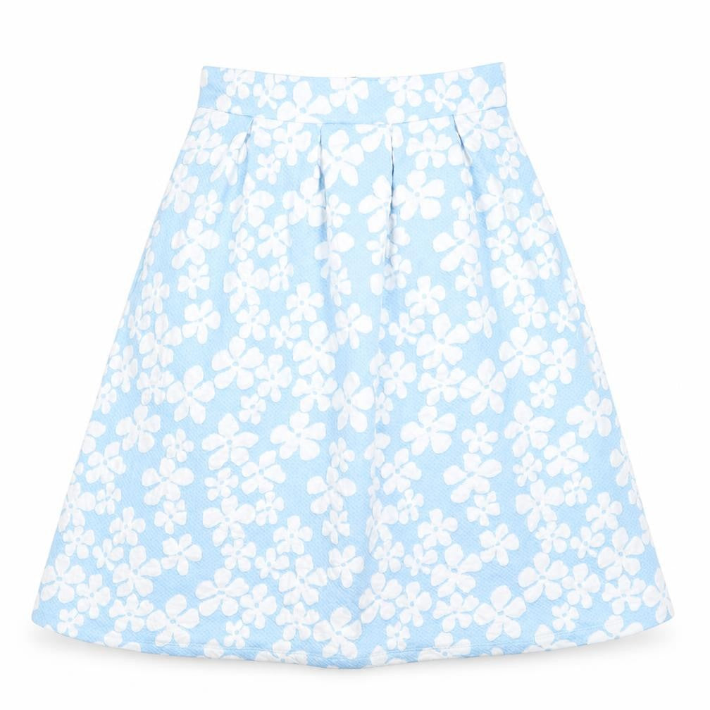 First and i Womens Blue Floral  A-Line Skirt Size S