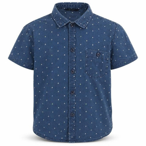 George Boys Blue  Woven Basic Button-Up Size 4-5 Years  - boat print