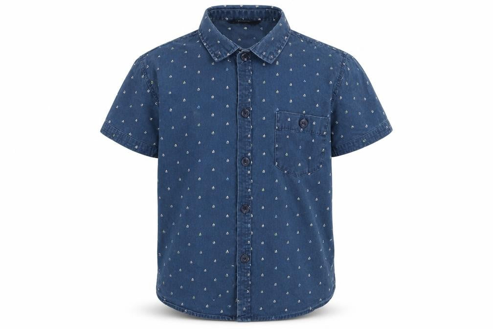 George Boys Blue  Woven Basic Button-Up Size 4-5 Years  - boat print