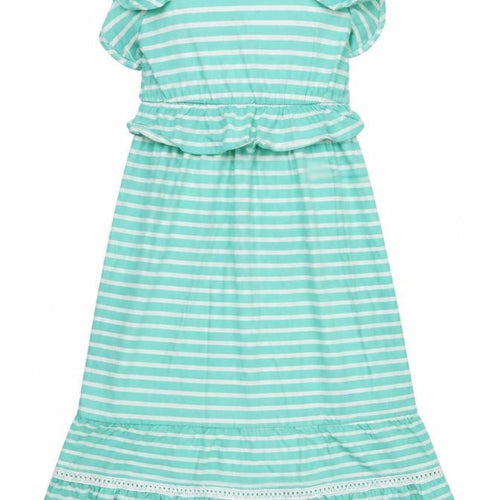Matalan Girls Green Striped  Fit & Flare  Size 12 Years