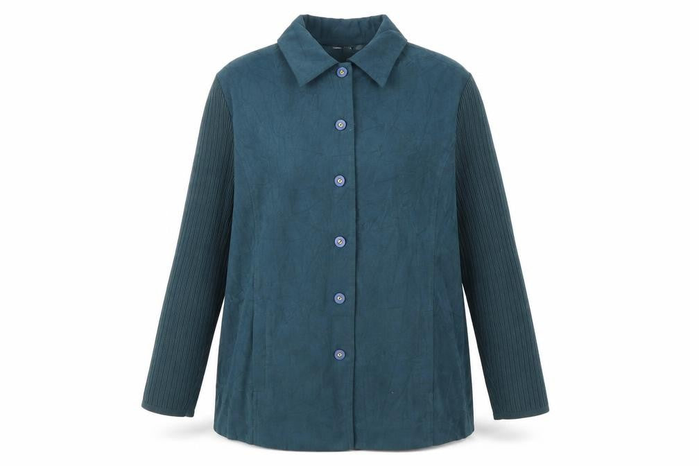 Front view of Oscar B women’s green jacket coat, size UK 18