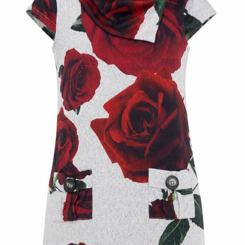 Quiz Womens Grey Floral  Pencil Dress  Size 8  - buttons on pockets front of dress