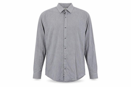 Front view of Taylor & Wright men’s blue button-up, size 17