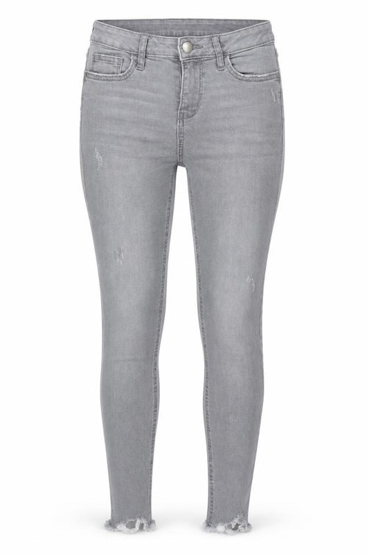 Front view of Denim Co women’s grey denim jegging jeans, size UK 8, 27-inch leg