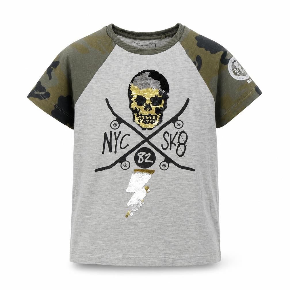 Front view of Next boys’ grey basic t-shirt, size 5, years