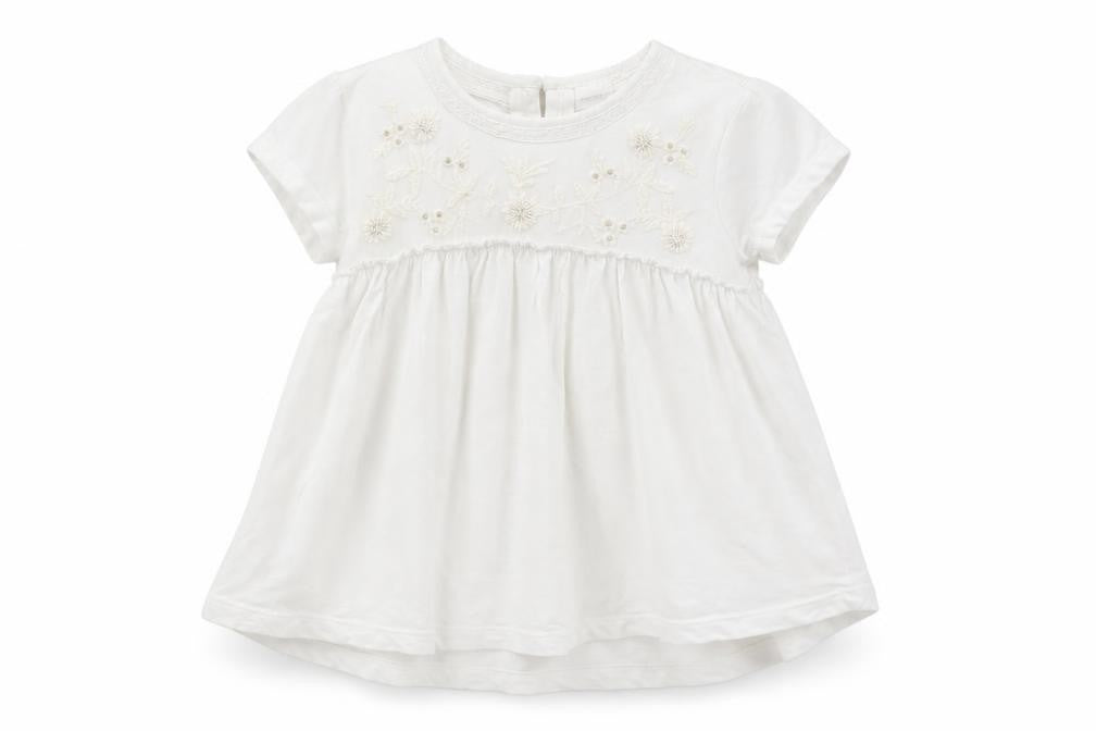 Front view of Next girls’ white t-shirt dress, size 5, years