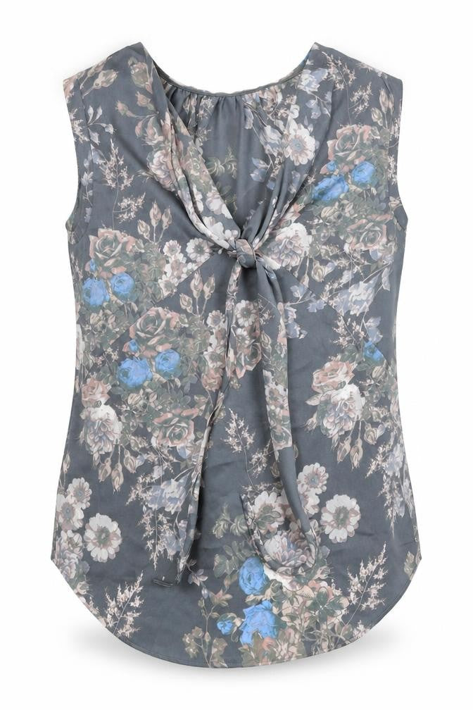 Next Womens Grey Floral  Basic Blouse Size 10