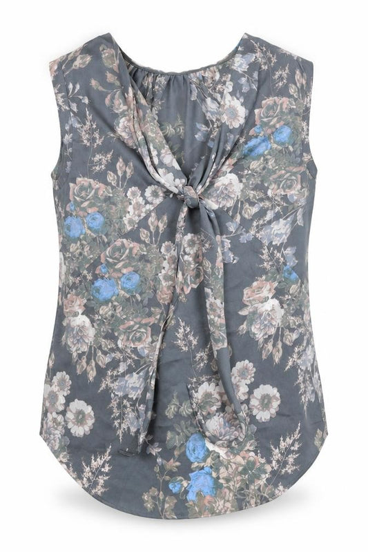 Front view of Next women’s grey floral basic blouse, size UK 10