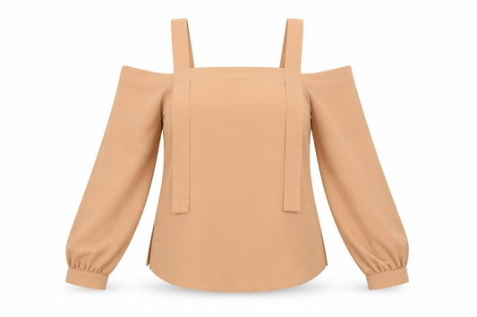 Front view of ASOS women’s brown basic blouse, size UK 10