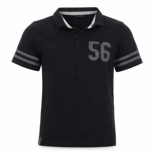 Front view of George boys’ black basic polo, size 7-8, years - applique