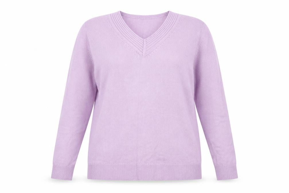 Front view of Damart women’s purple jumper, size UK 14