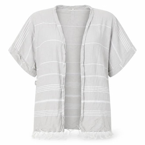 Preworn Womens Grey Striped  Cardigan Jumper Size M