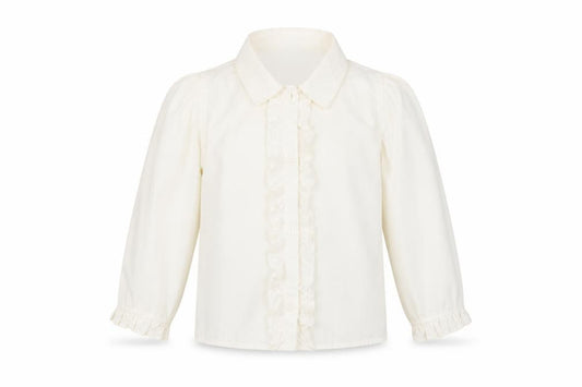 Front view of Gap girls’ white basic button-up, size 2, years