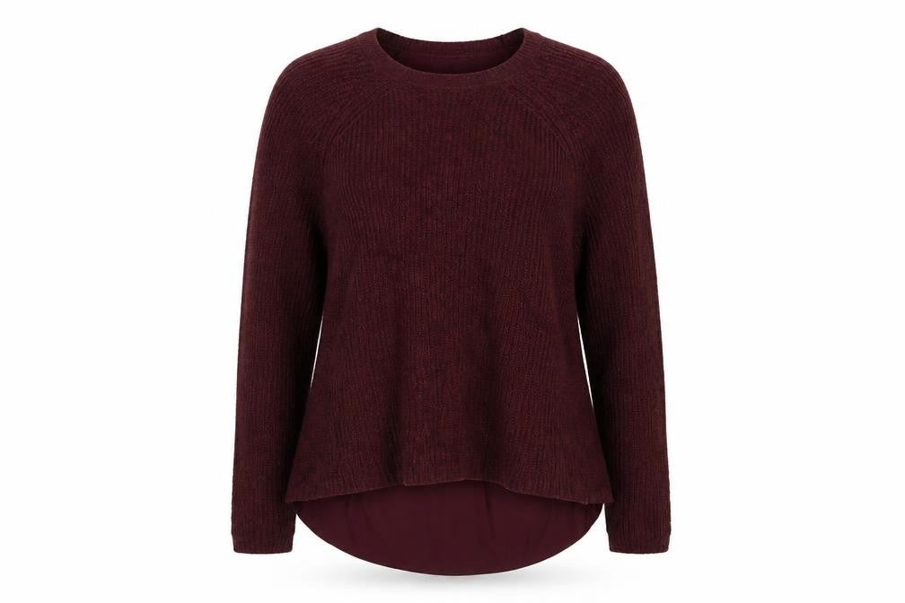 Front view of Marks & Spencer women’s red jumper, size UK 14