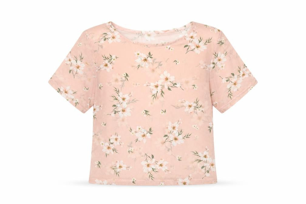 New Look Girls Pink Floral  Basic T-Shirt Size 9 Years