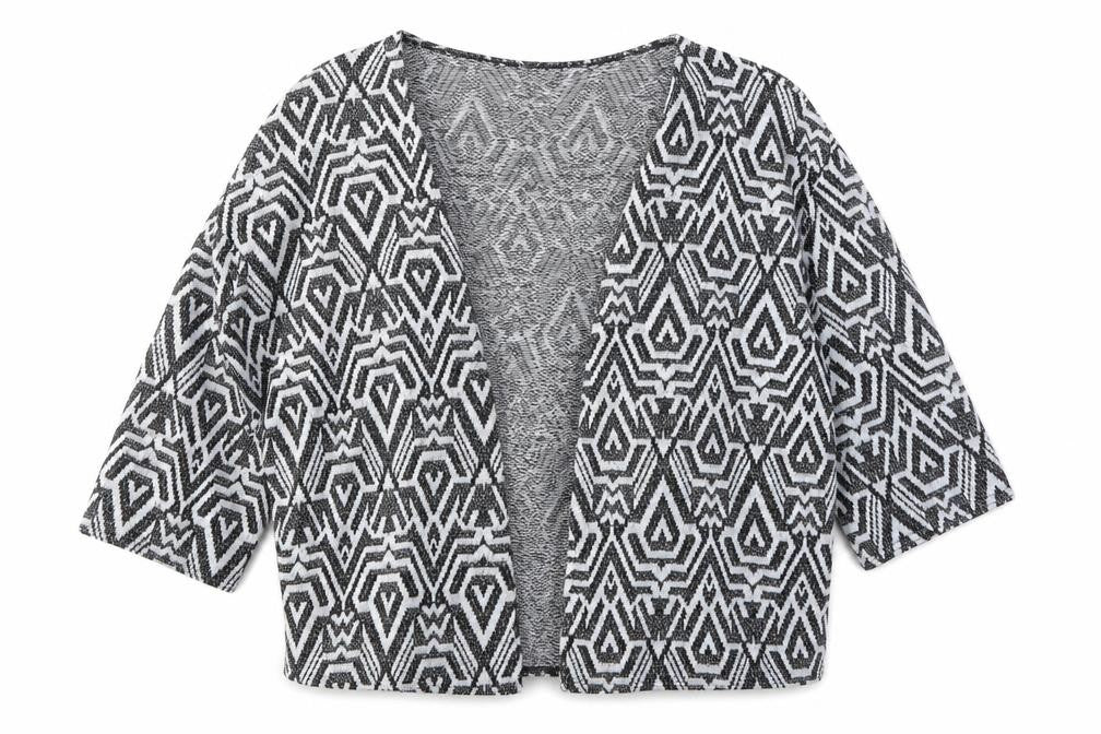 Divided Womens Black Geometric Knit Cardigan Jumper Size L