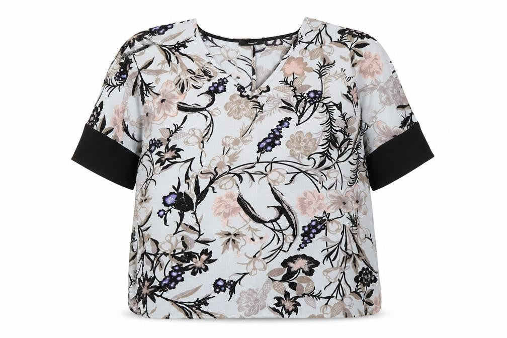Front view of George women’s blue floral basic blouse, size UK 12