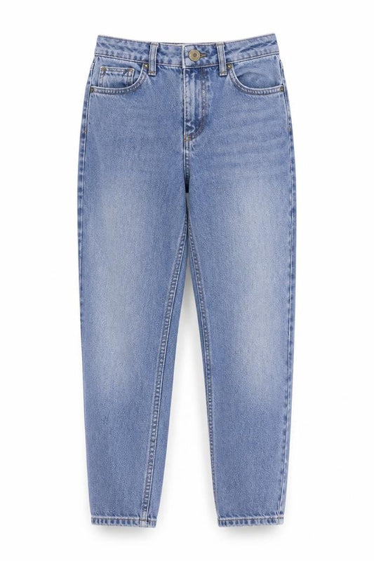 Front view of BOG women’s brown skinny jeans, size UK 26, in, 30-inch leg
