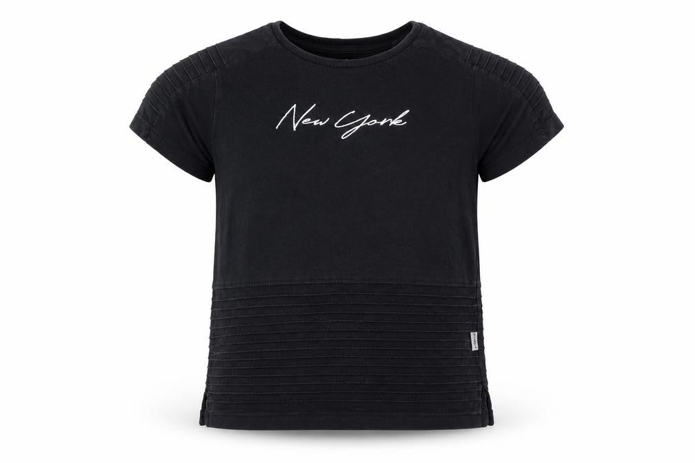 Front view of Primark boys’ black basic t-shirt, size 7-8, years - new york