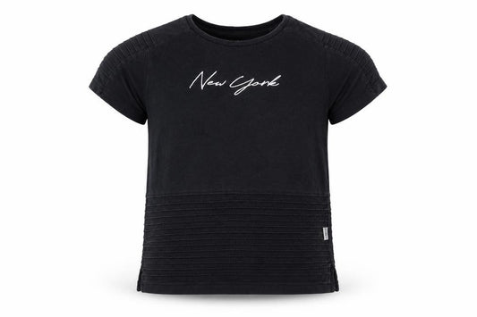 Front view of Primark boys’ black basic t-shirt, size 7-8, years - new york