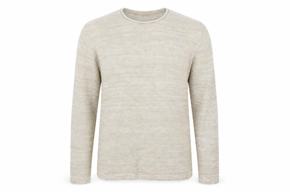 Front view of Tu men’s beige knit jumper, size L