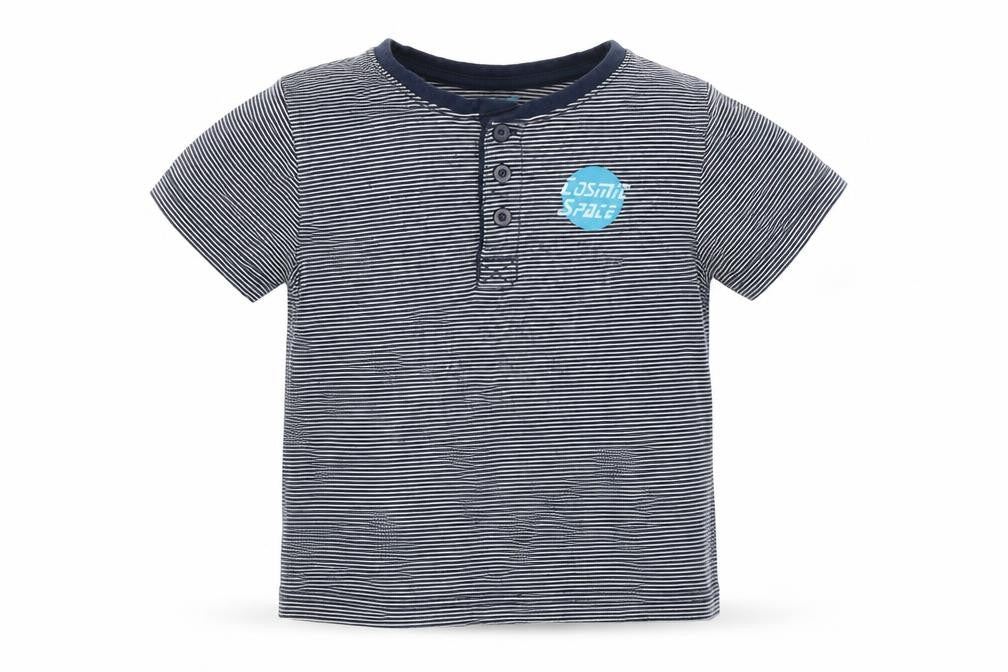 Popperts Boys Blue Striped  Basic T-Shirt Size 6-7 Years