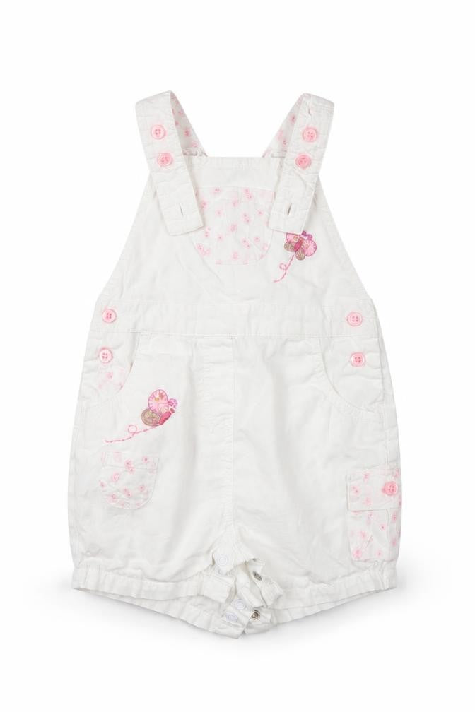 NEXT Girls White Floral  Dungaree One-Piece Size 3-6 Months