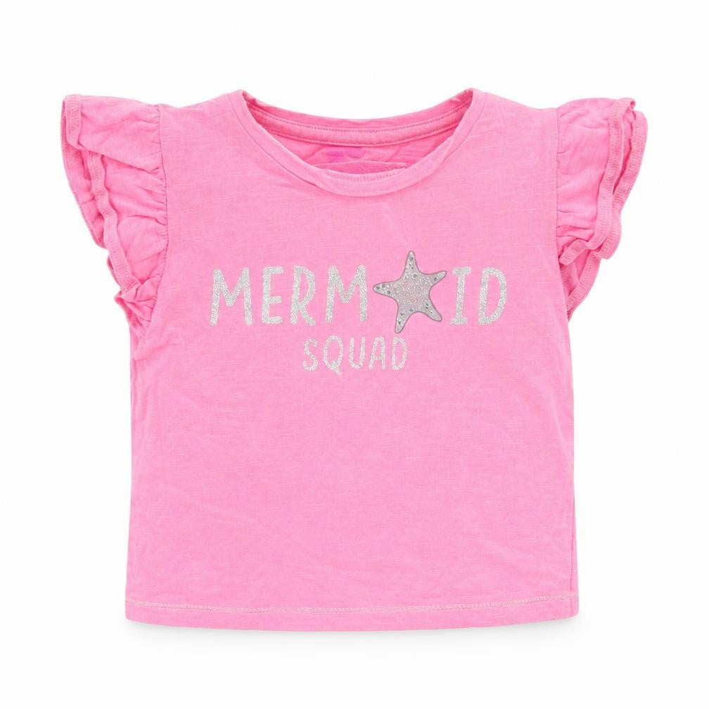 Front view of Very girls’ pink basic t-shirt, size 18-24, months
