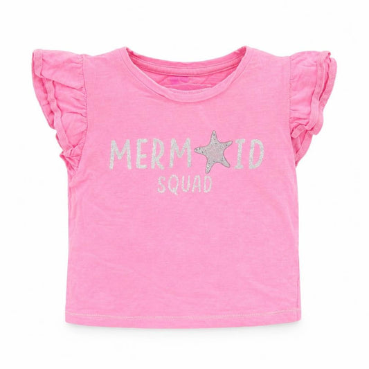 Front view of Very girls’ pink basic t-shirt, size 18-24, months