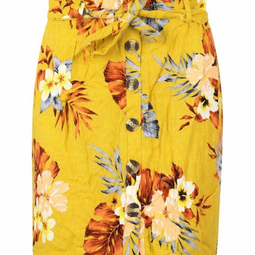 Newlook Womens Yellow Floral  A-Line Skirt Size 6