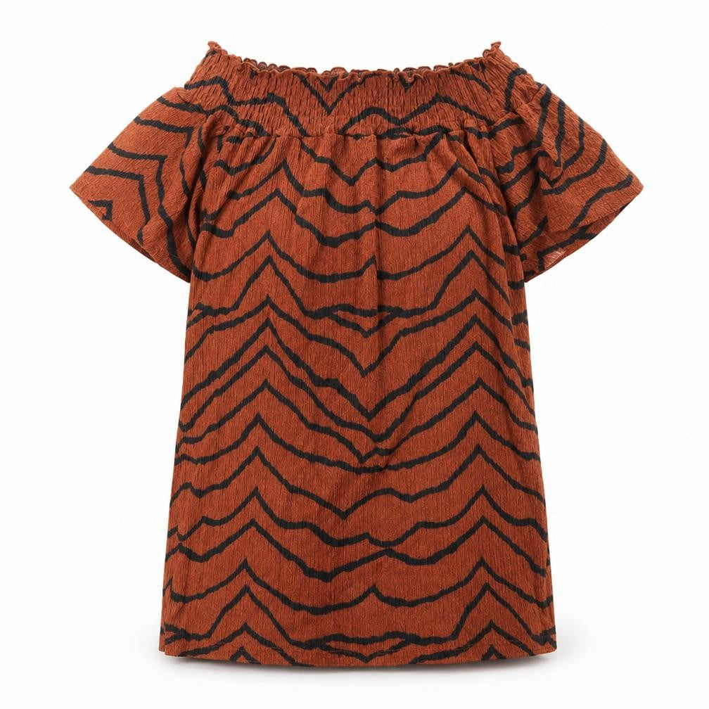 Front view of George women’s brown animal print basic blouse, size UK 8