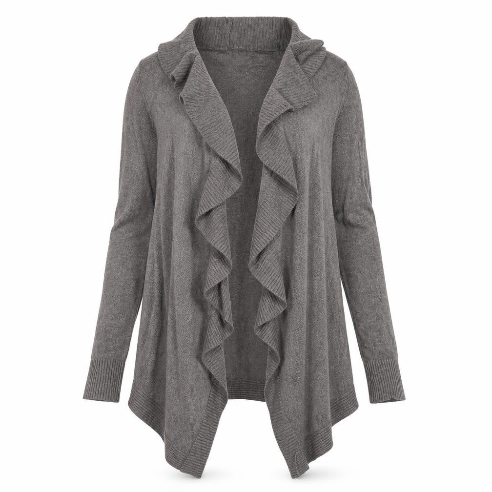 Front view of H&M women’s grey knit cardigan jumper, size S