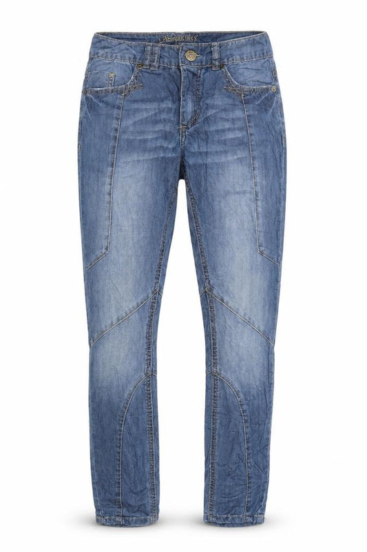 Front view of Lab Industries girls’ blue denim skinny jeans, size 11, years