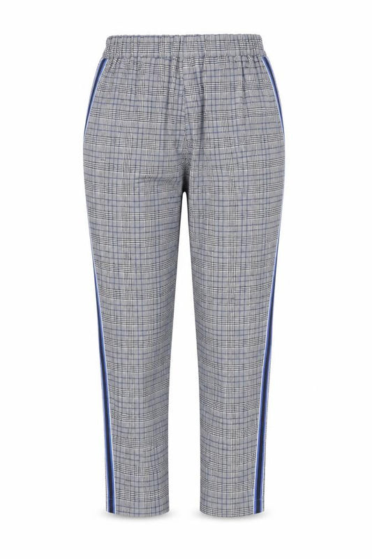 Front view of Primark women’s multicoloured check pedal pusher trousers, size UK 12, 25-inch leg
