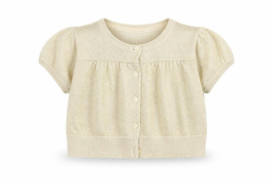 Front view of Gap girls’ white cardigan jumper, size 8-9, years