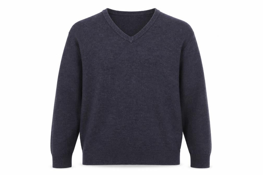 Front view of Kingston men’s blue jumper, size L
