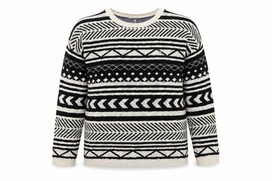 Front view of Springfield women’s black geometric jumper, size L