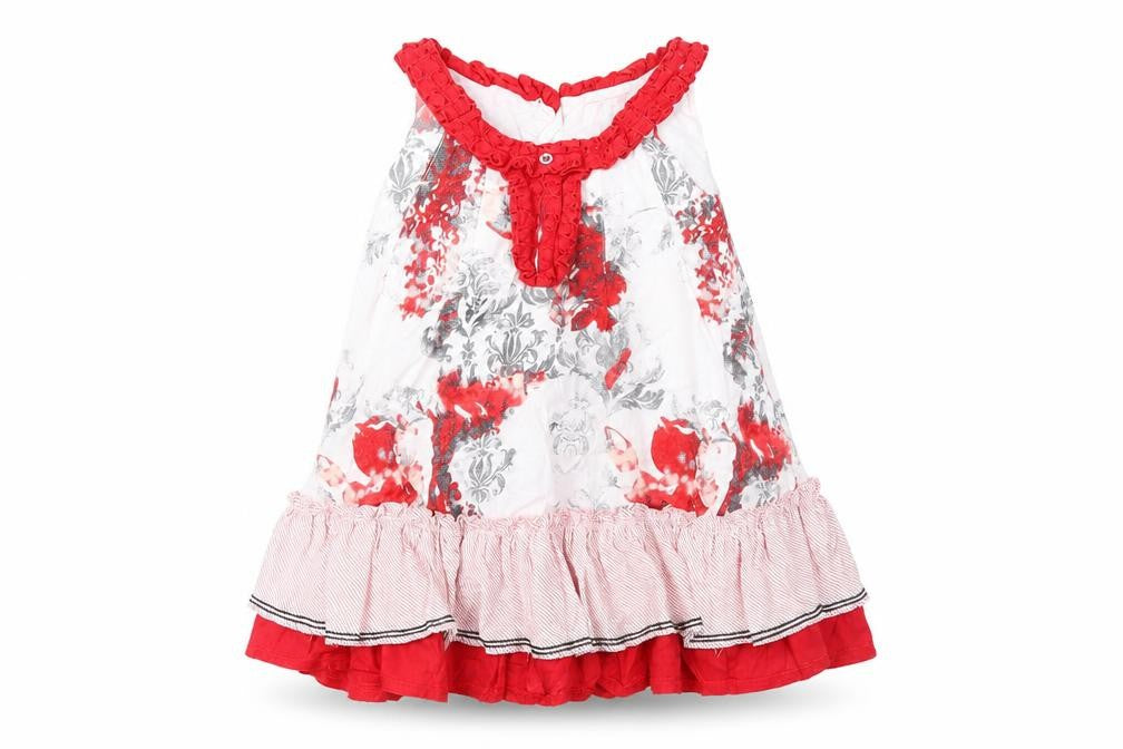 Marese Girls Red Geometric  Fit & Flare  Size 3 Years