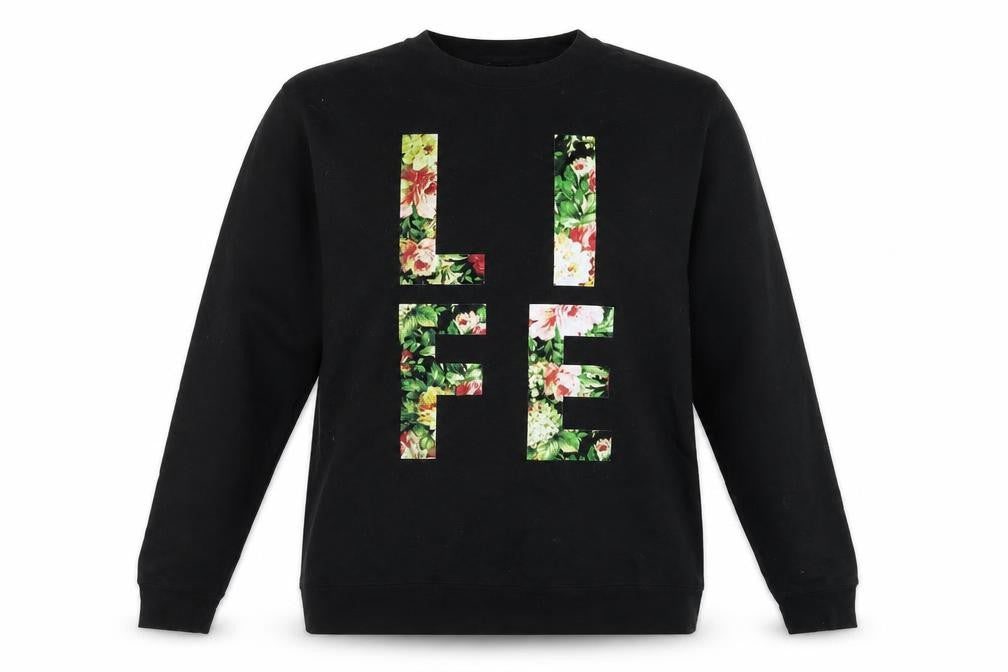 Front view of Independent Trading Company women’s black sweatshirt, size XL