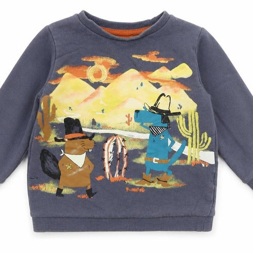 pep&co  Boys Grey Animal Print  Pullover Jumper Size 18-24 Months